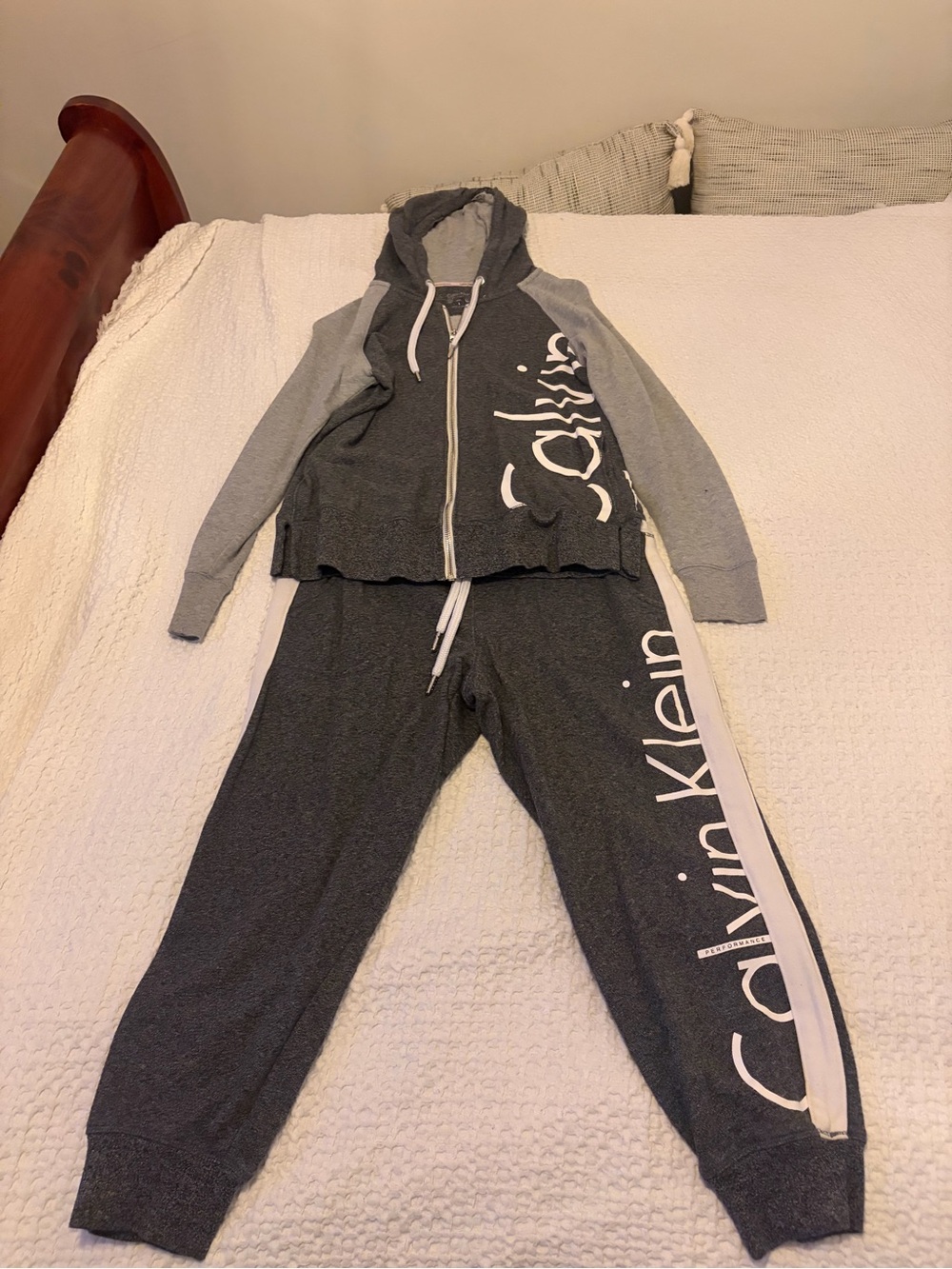 Calvin Klein Kids Dark Gray and Light Gray Logo Jogger Set Bottoms